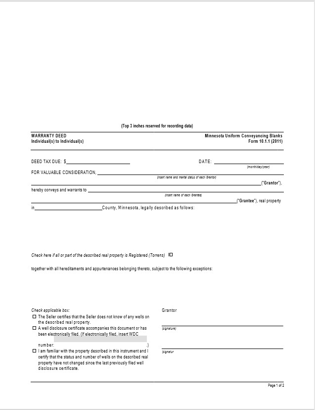 Free Minnesota Deed Form Templates