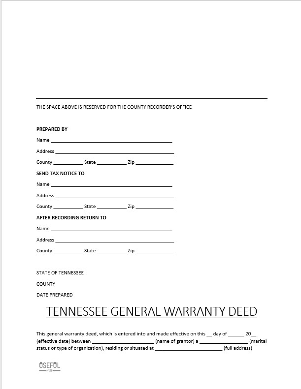 Free Tennessee Deed Form Templates